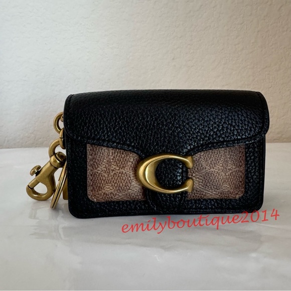 NWT Coach 4416 Mini Tabby Bag Charm In Signature Canvas Key Ring Card Case Black - Picture 5 of 11